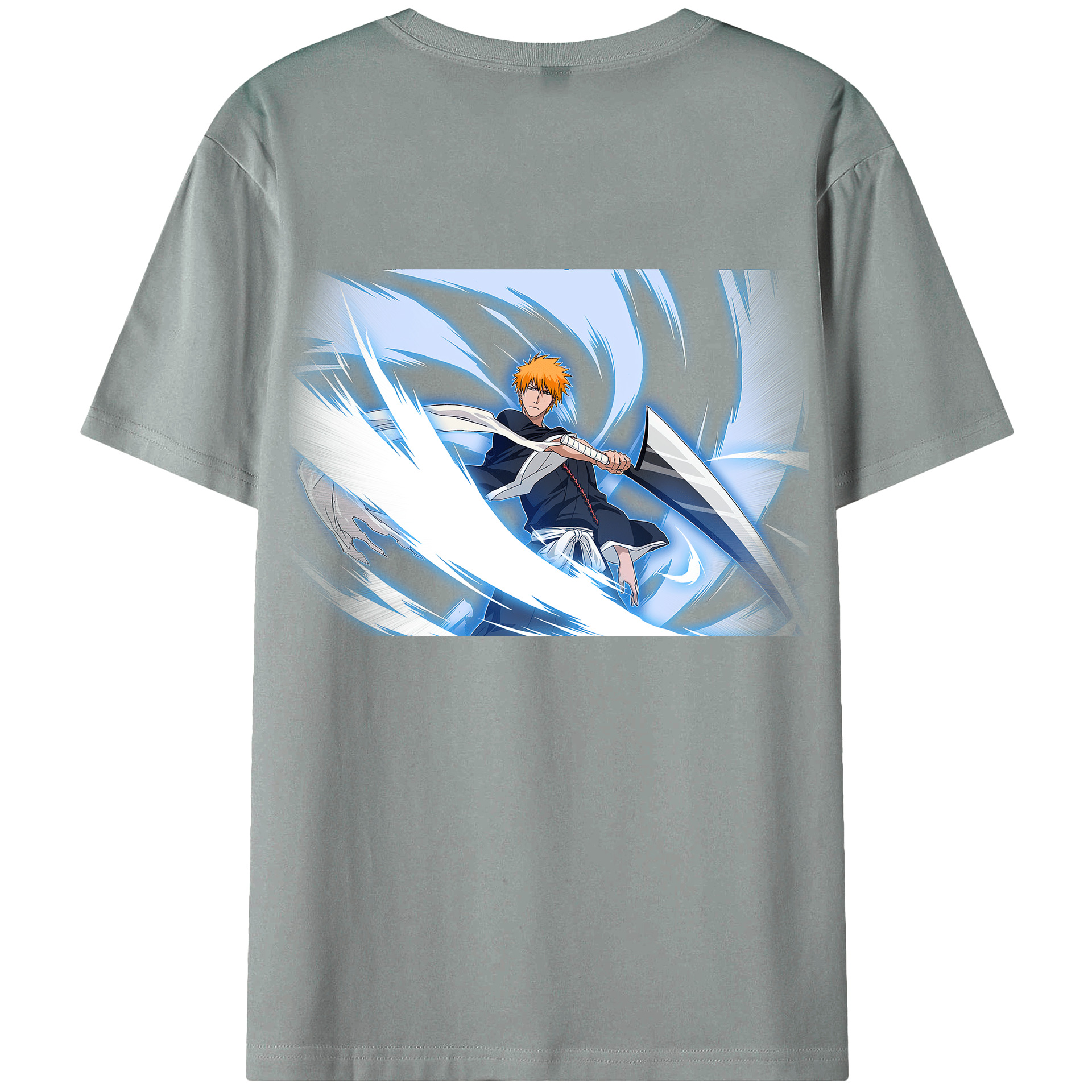 （画像用） ブリーチ 黒崎一護（くろさき いちご）BLEACH Kurosaki Ichigo 綿100％ メンズ半袖Tシャツ（バックプリント） 通気性